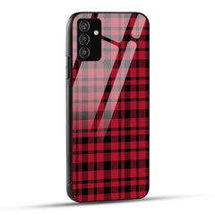Samsung Galaxy A05s Back Cover Red Checks Pattern Printed Glass Case