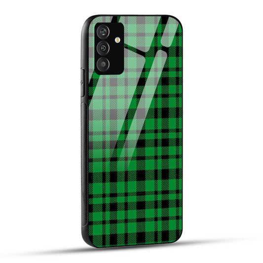 Samsung Galaxy F54 Back Cover Green Checks Pattern Printed Glass Case