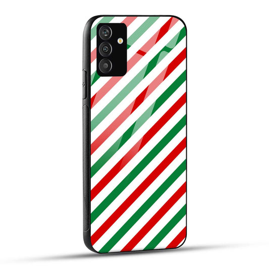 Samsung Galaxy F54 Back Cover Red And Green Striped Printed Glass Case