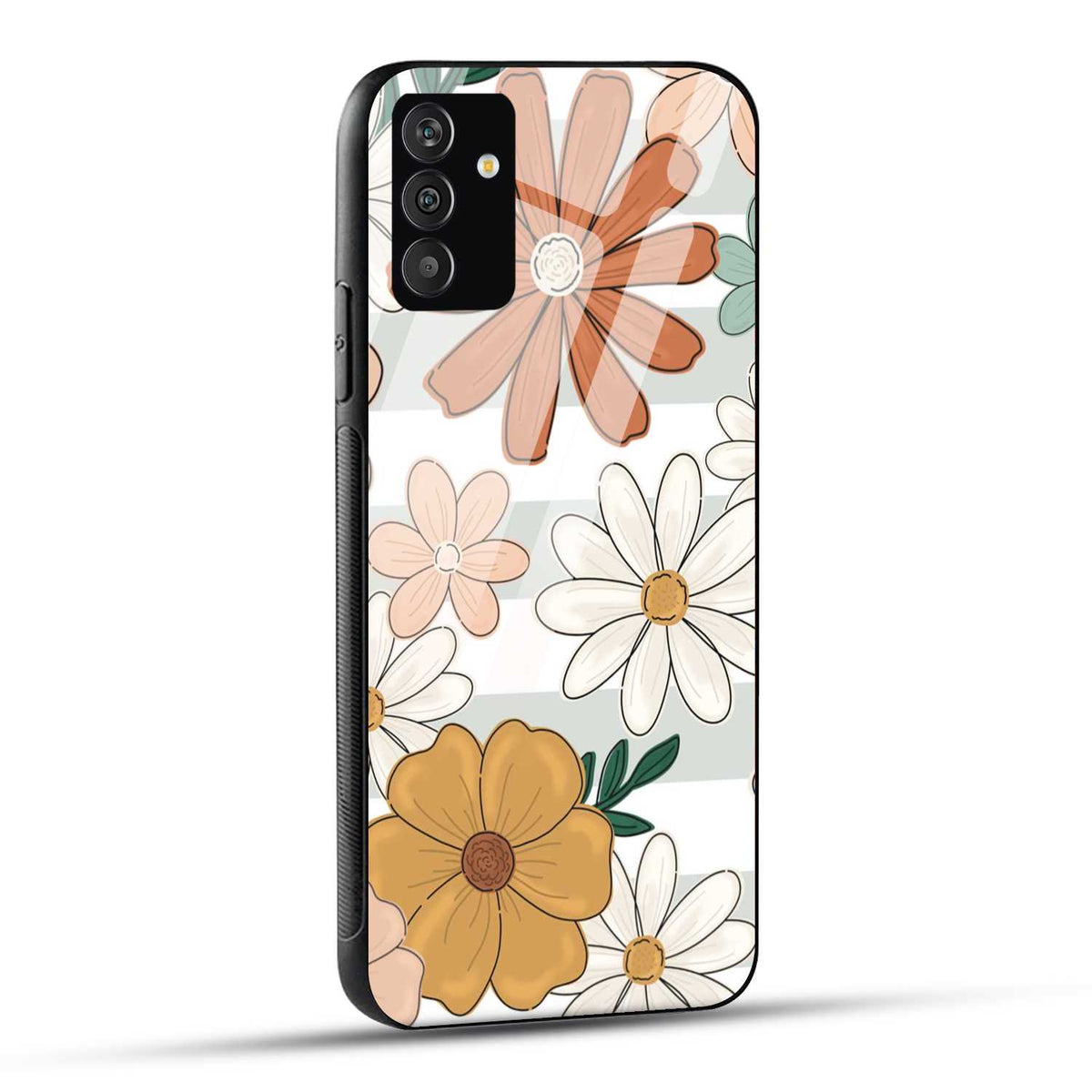 Samsung Galaxy F54 Back Cover Retro Flower Doodle Printed Glass Case