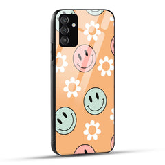 Samsung Galaxy F54 Back Cover Smiling With Flowers Printed Glass Case