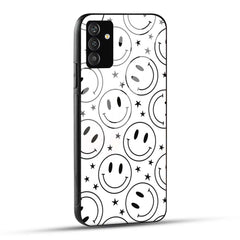 Samsung Galaxy S24 5G Back Cover Doodle Of Smiley Black And White Printed Glass Case