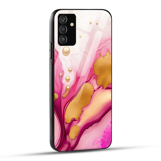 Samsung Galaxy A34 5G Back Cover Golden Marble Printed Glass Case