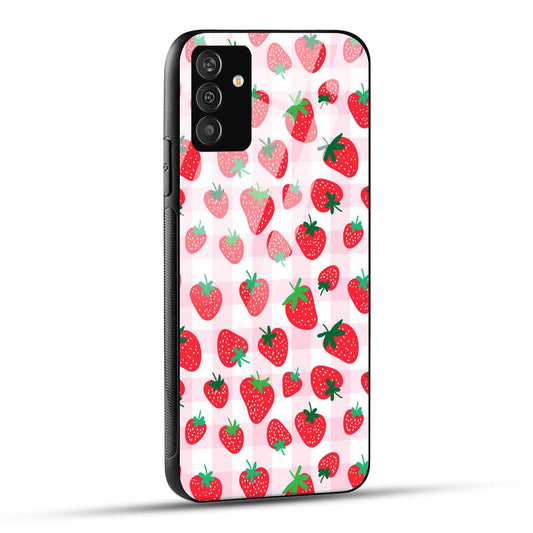 Samsung Galaxy A14 5G Back Cover Doodle Of Strawberries Printed Glass Case
