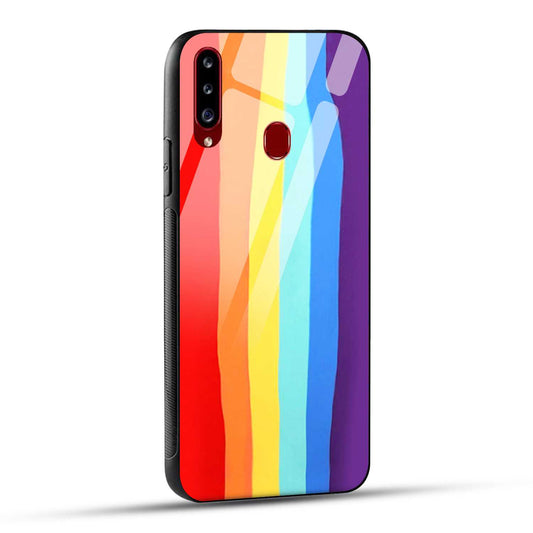 Samsung Galaxy A20s Back Cover Rainbow Color Printed Glass Case