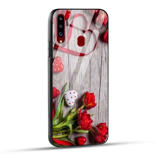 Samsung Galaxy A20s Back Cover Love Roses Glass Case