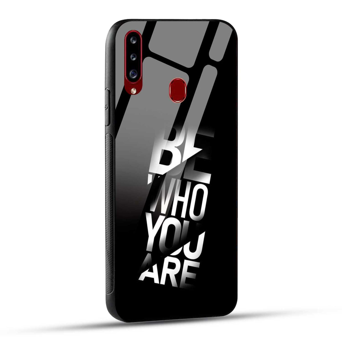 Samsung Galaxy A20s Back Cover Be Who You Are Printed Glass Case