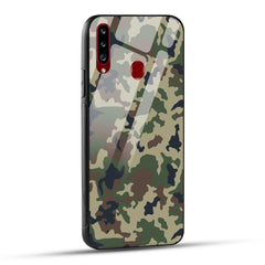 Samsung Galaxy A20s Back Cover Army Pattern Printed Glass Case
