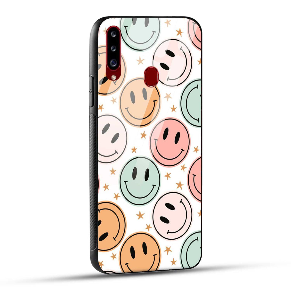 Samsung Galaxy A20s Back Cover Smiling Flowers And Stars Printed Glass Case