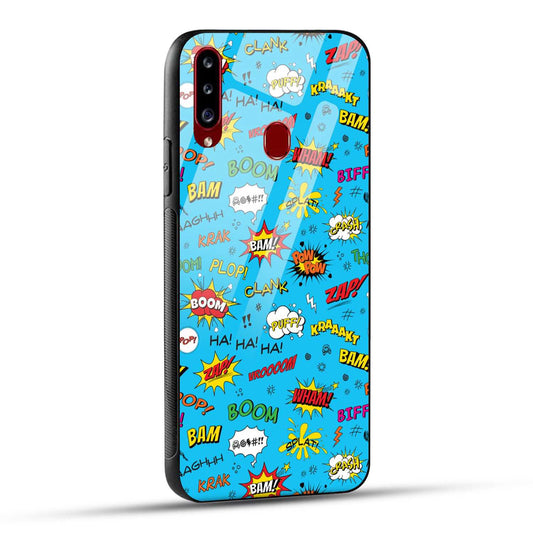 Samsung Galaxy A20s Back Cover Doodle Of Texts Printed Glass Case