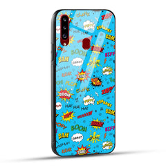 Samsung Galaxy A20s Back Cover Doodle Of Texts Printed Glass Case
