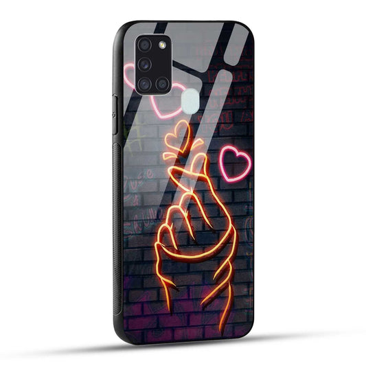 Samsung Galaxy A21s Back Cover Swag Cute Hearts Printed Glass Case