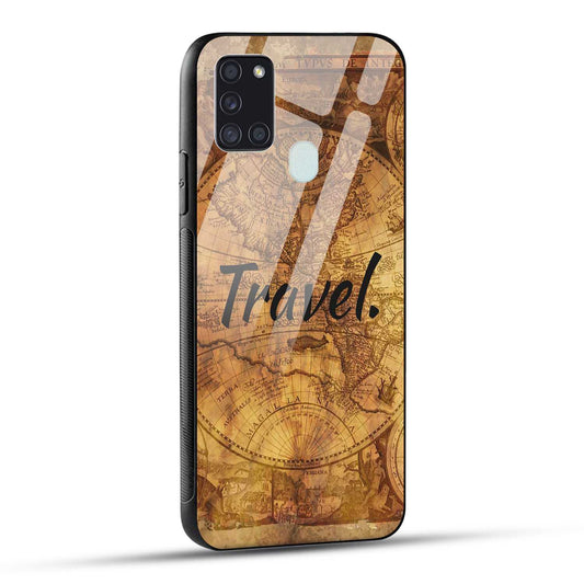 Samsung Galaxy A21s Back Cover Travel Printed Glass Case