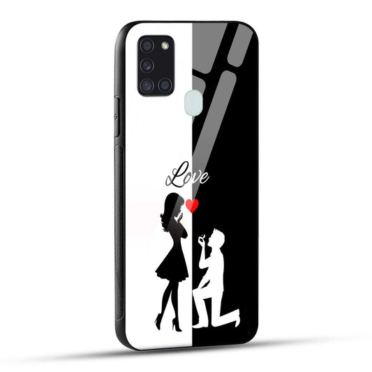 Samsung Galaxy A21s Back Cover Love Proposal Printed Glass Case
