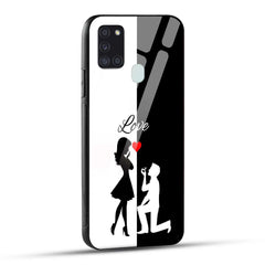 Samsung Galaxy A21s Back Cover Love Proposal Printed Glass Case