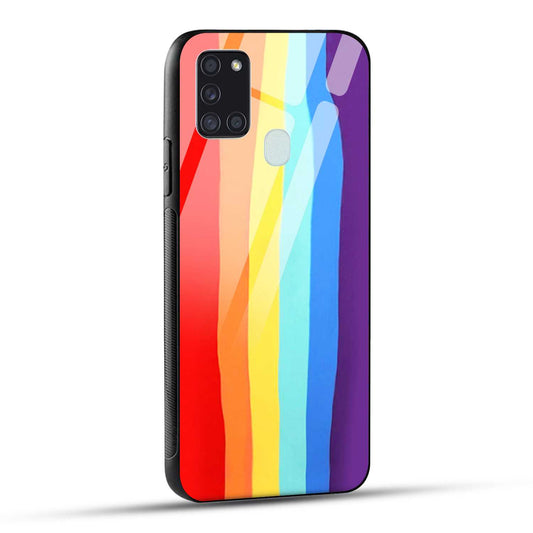 Samsung Galaxy A21s Back Cover Rainbow Color Printed Glass Case