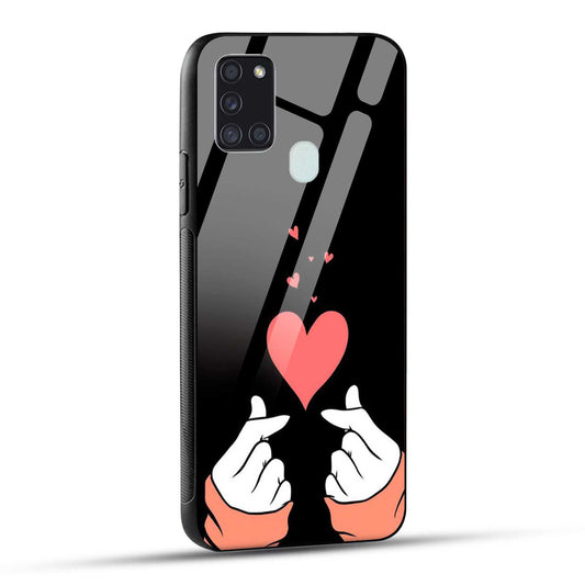 Samsung Galaxy A21s Back Cover Love Expressing Printed Glass Case