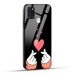 Samsung Galaxy A21s Back Cover Love Expressing Printed Glass Case