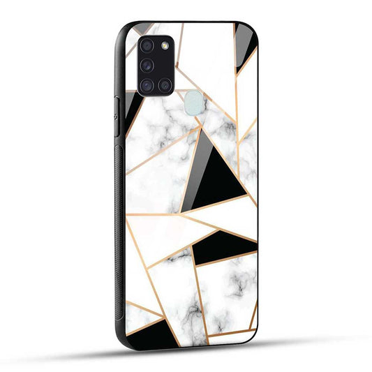 Samsung Galaxy A21s Back Cover White Marble Glass Case