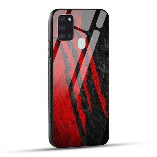 Samsung Galaxy A21s Back Cover Red Printed Glass Case