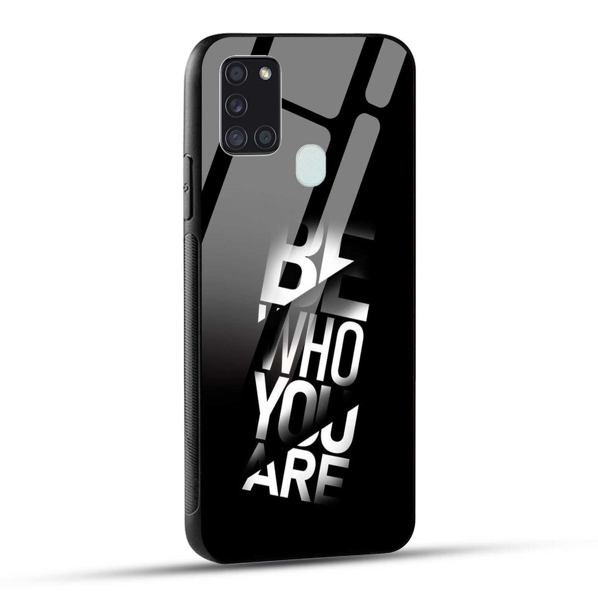 Samsung Galaxy A21s Back Cover Be Who You Are Printed Glass Case