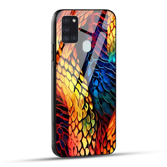 Samsung Galaxy A21s Back Cover Colorburst Jungle Rainbow Animal Spots Printed Glass Case
