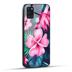 Samsung Galaxy A21s Back Cover Retro Flowers  Printed Glass Case
