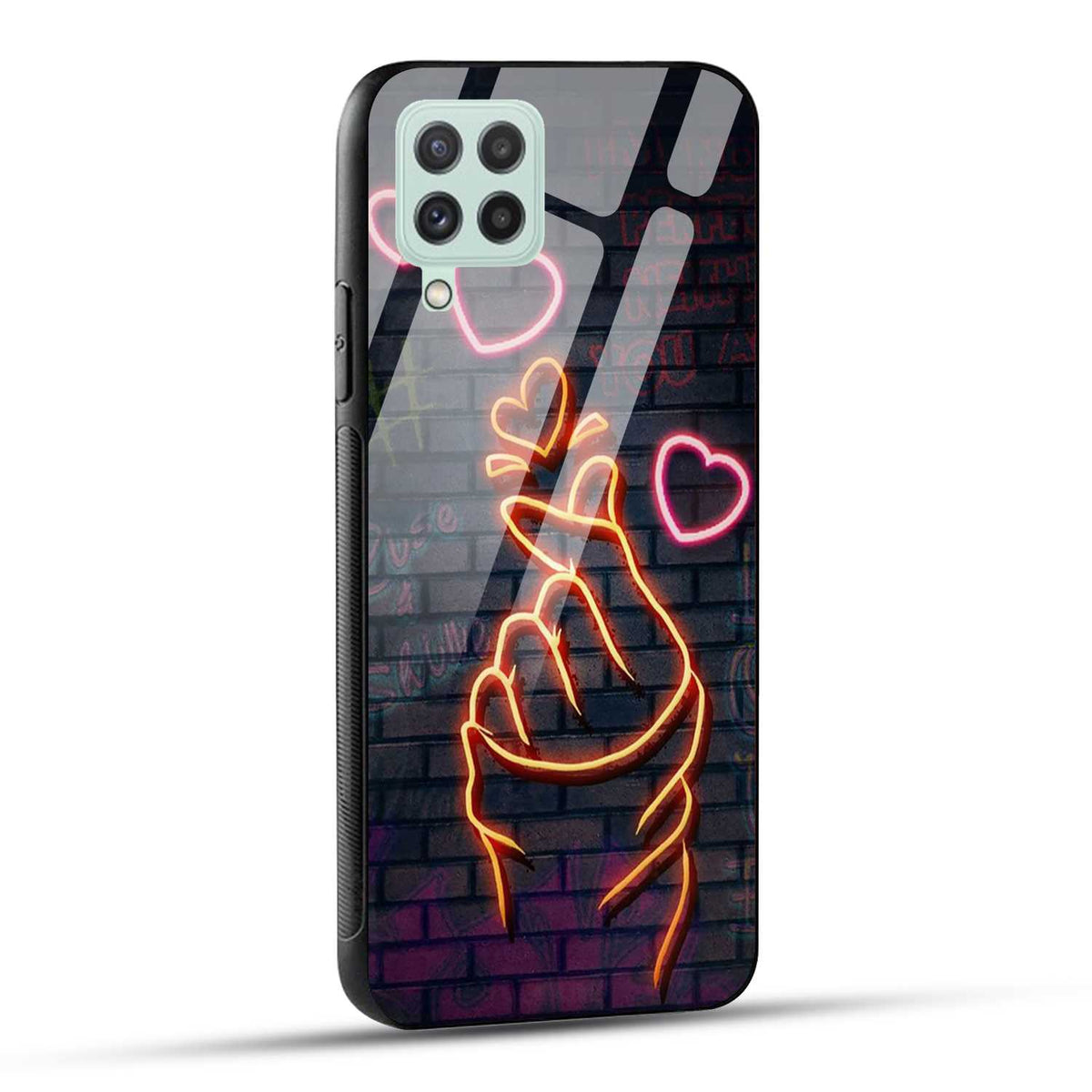 Samsung Galaxy A22 4G Back Cover Swag Cute Hearts Printed Glass Case