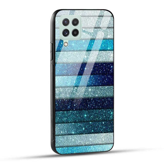 Samsung Galaxy A22 4G Back Cover Blue Glitter Glass Case