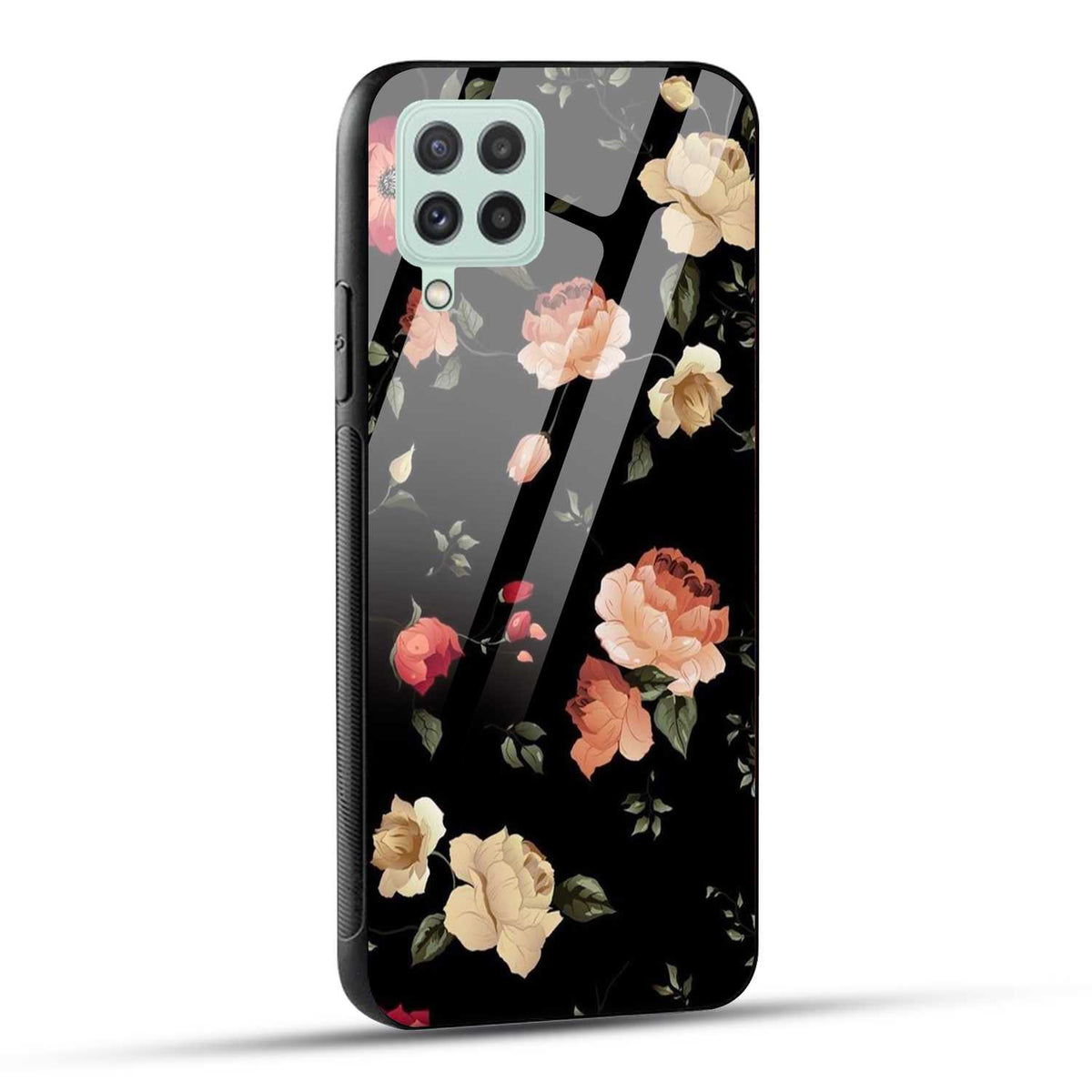 Samsung Galaxy A22 4G Back Cover Flowers Froral Printed Glass Case