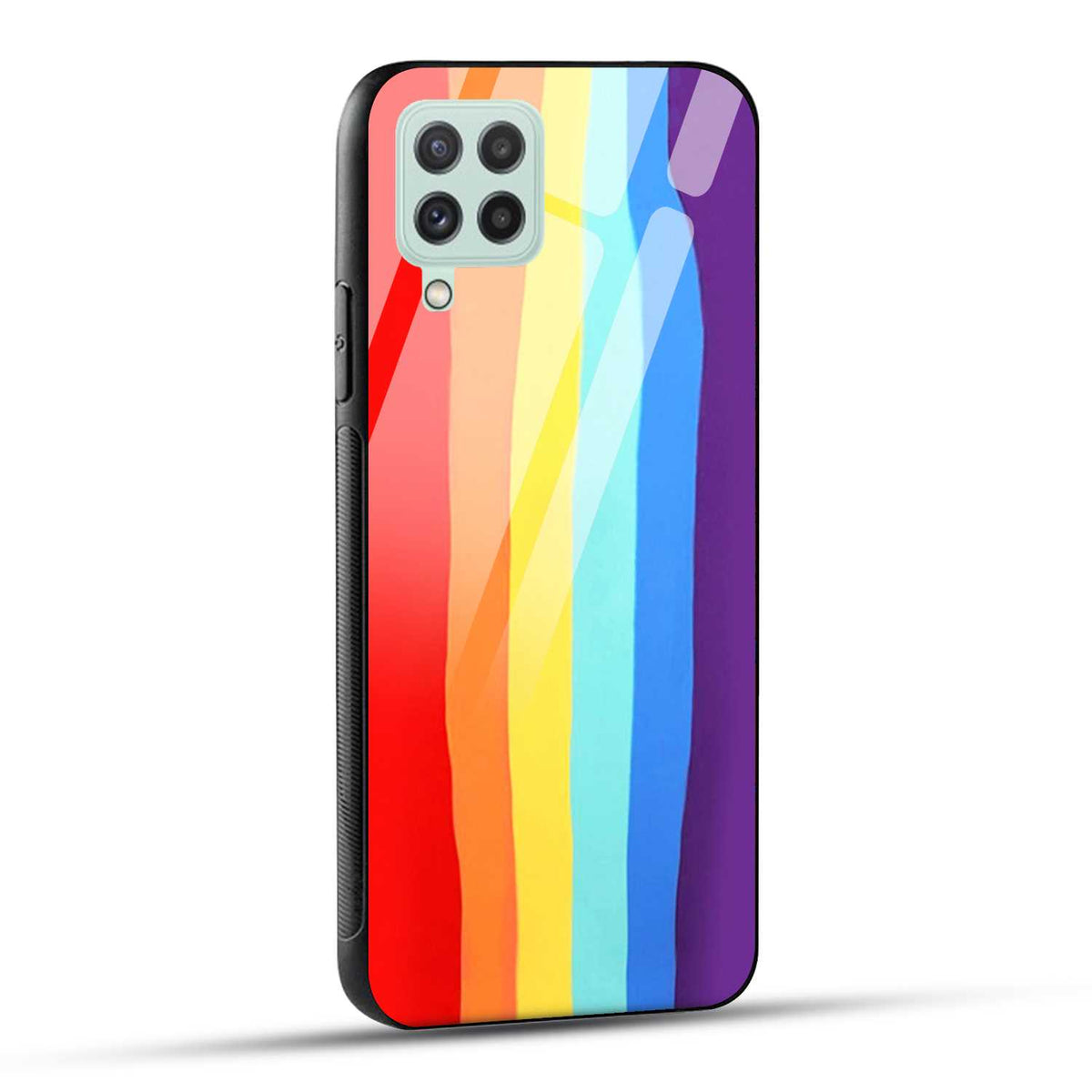 Samsung Galaxy A22 4G Back Cover Rainbow Color Printed Glass Case