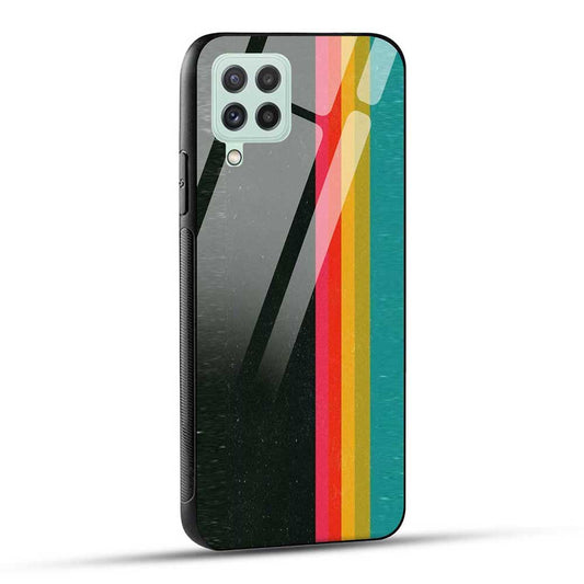 Samsung Galaxy A22 4G Back Cover Stripes Colors Glass Case