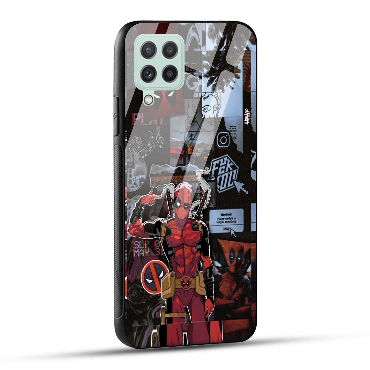 Samsung Galaxy A22 4G Back Cover Superhero Collage Printed Glass Case