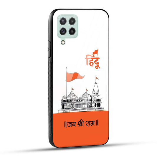 Samsung Galaxy A22 4G Back Cover Jai Shree Ram Mandir Art Printed Glass Case