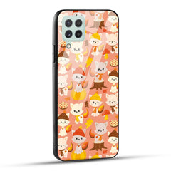 Samsung Galaxy A22 4G Back Cover Cute Kittys Printed Glass Case