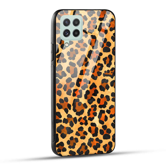 Samsung Galaxy A22 4G Back Cover Leopard Pattern Printed Glass Case