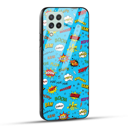 Samsung Galaxy A22 4G Back Cover Doodle Of Texts Printed Glass Case