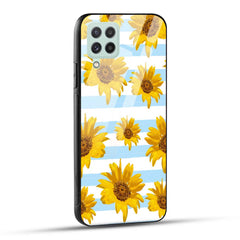 Samsung Galaxy A22 4G Back Cover Beautiful Sunflower Doodle Printed Glass Case