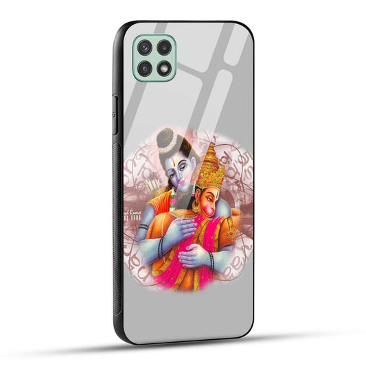 Samsung Galaxy A22 5G / Samsung Galaxy F42 5G Back Cover Hanuman and Ram Printed Glass Case