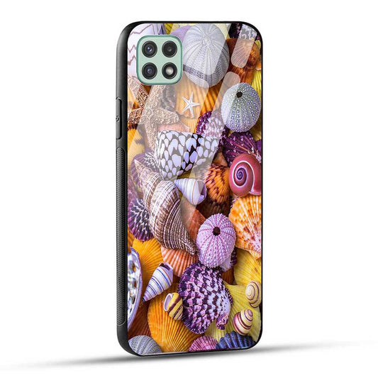 Samsung Galaxy A22 5G / F42 5G Back Cover Ocean Colorful Sea Shells Glass Case