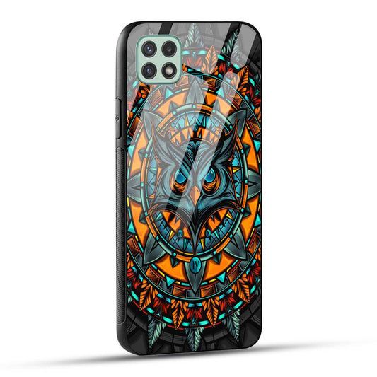 Samsung Galaxy A22 5G / Samsung Galaxy F42 5G Back Cover Attractive Owl Printed Glass Case