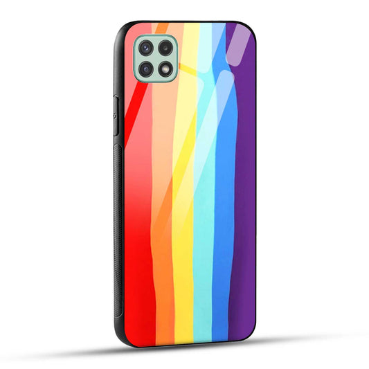 Samsung Galaxy A22 5G / Samsung Galaxy F42 5G Back Cover Rainbow Color Printed Glass Case