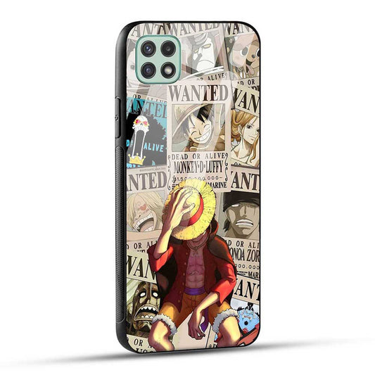 Samsung Galaxy A22 5G / F42 5G Back Cover Anime One Piece Wanted Luffy  Glass Case