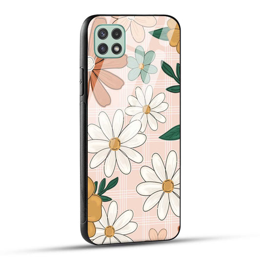 Samsung Galaxy A22 5G / Samsung Galaxy F42 5G Back Cover Retro Flower Art Printed Glass Case