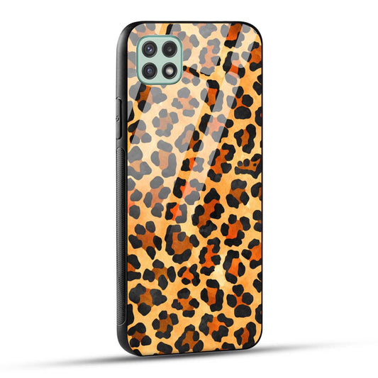 Samsung Galaxy A22 5G / Samsung Galaxy F42 5G Back Cover Leopard Pattern Printed Glass Case