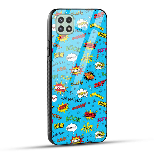 Samsung Galaxy A22 5G / Samsung Galaxy F42 5G Back Cover Doodle Of Texts Printed Glass Case