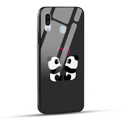 Samsung Galaxy A30 / A20 / M10s Back Cover Cute Cartoon Couple Love Glass Case