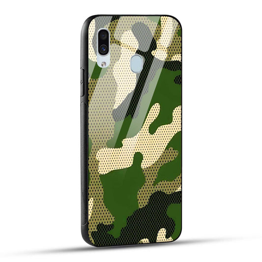 Samsung Galaxy A30 / Samsung Galaxy A20 / Samsung Galaxy M10s Back Cover Camouflage Printed Glass Case