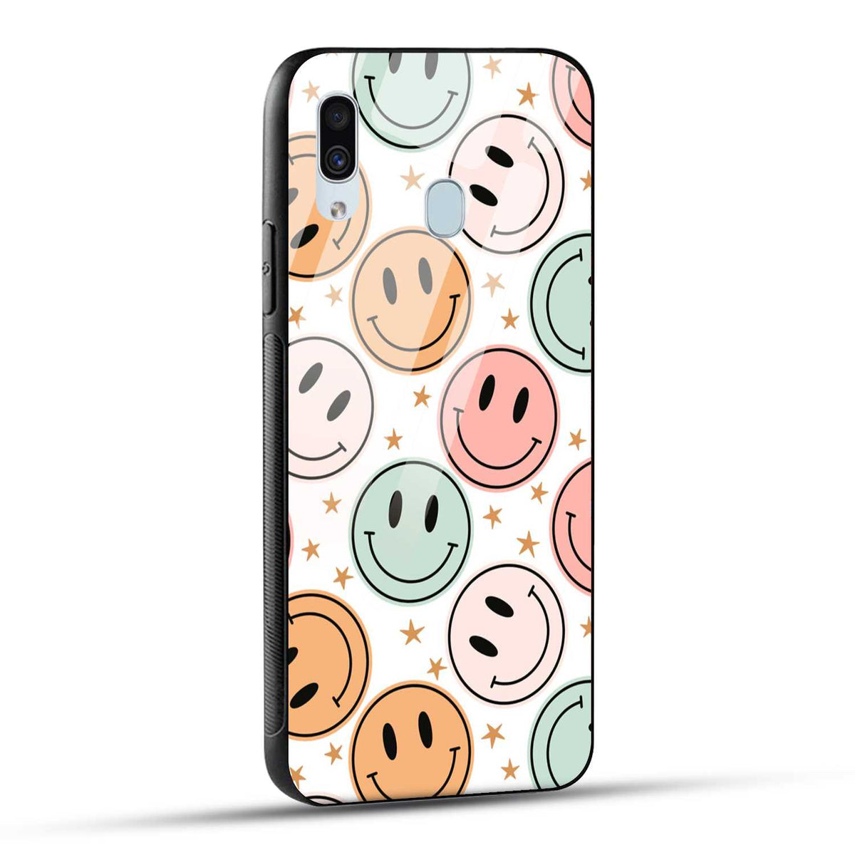 Samsung Galaxy A30 / Samsung Galaxy A20 / Samsung Galaxy M10s Back Cover Smiling Flowers And Stars Printed Glass Case