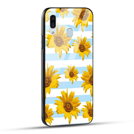 Samsung Galaxy A30 / Samsung Galaxy A20 / Samsung Galaxy M10s Back Cover Beautiful Sunflower Doodle Printed Glass Case